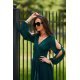 Rochie midi din voal verde, cu maneca lunga, vaporoasa, Melen 7 - jojofashion.ro