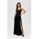Rochie neagra eleganta lunga din satin petrecuta SalmaR 4 - jojofashion.ro