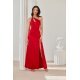 Rochie rosie de ocazie din satin lunga cu umerii goi MoanaR 2 - jojofashion.ro