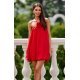 Rochie rosie din satin scurta babydoll cu umerii goi SienaR 2 - jojofashion.ro