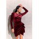 Rochie scurta mulata din catifea burgundy cu maneca lunga Lola Rochie scurta mulata din catifea burgundy cu maneca lunga Lola 5 - jojofashion.ro
