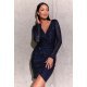 Rochie scurta mulata din paiete bleumarin cu maneca lunga Megan 2 - jojofashion.ro