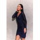 Rochie scurta, din paiete bleumarin, mulata, cu maneca lunga, petrecuta, Megan 4 - jojofashion.ro