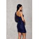 Rochie scurta mulata din paiete bleumarin cu maneca lunga si umar gol Kalifornia 3 - jojofashion.ro