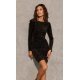 Rochie scurta din paiete, neagra, mulata, cu maneca lunga, drapata, Lorin 2 - jojofashion.ro