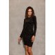 Rochie scurta din paiete, neagra, mulata, cu maneca lunga, drapata, Lorin 4 - jojofashion.ro