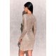 Rochie scurta, paiete, aurie, mulata, cu maneca lunga, petrecuta, Megan  3 - jojofashion.ro