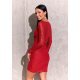 Rochie scurta, rosie, mulata, din paiete, cu maneca lunga, petrecuta, Megan  3 - jojofashion.ro