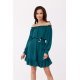 Rochie verde scurta cu volane umeri goi si maneca lunga Hilda 2 - jojofashion.ro