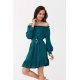 Rochie verde scurta cu volane umeri goi si maneca lunga Hilda 3 - jojofashion.ro