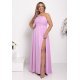 Rochie domnisoara onoare lunga lila cu un umar gol vaporoasa Monako 5 - jojofashion.ro