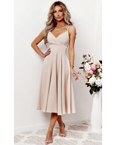 Rochie baby doll midi din bumbac bej in clos retro TifaniW3 Rochie baby doll midi din bumbac bej in clos retro TifaniW3 - jojofashion.ro