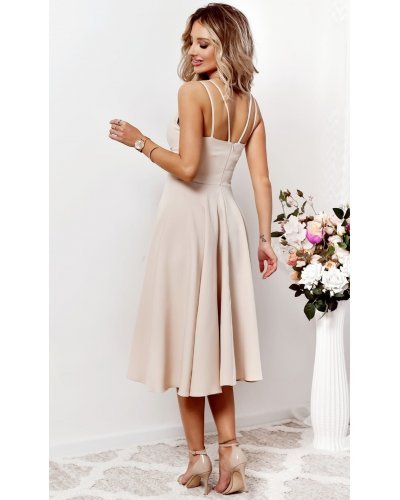 Rochie baby doll midi din bumbac bej in clos retro TifaniW3 Rochii de zi, Rochie baby doll midi din bumbac bej in clos retro TifaniW3 - jojofashion.ro