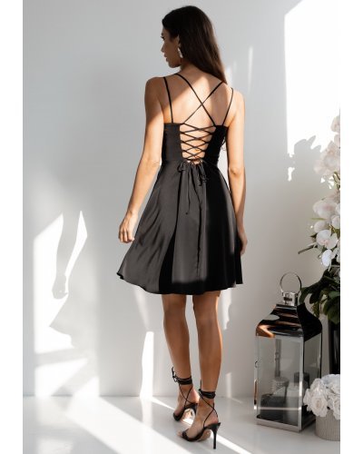 Rochie baby doll neagra cu bust tip corset ValeriaW2 Rochii de Ocazie Elegante, Rochie baby doll neagra cu bust tip corset ValeriaW2 - jojofashion.ro