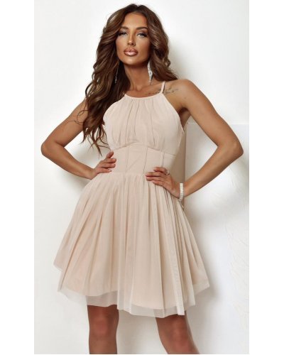 Rochie baby doll scurta din tulle bej SindiW Rochii cununie civila, Rochie baby doll scurta din tulle bej SindiW - jojofashion.ro