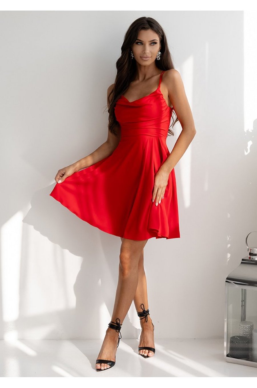 Rochie baby doll scurta rosie cu bust tip corset ValeriaW2 1 - jojofashion.ro