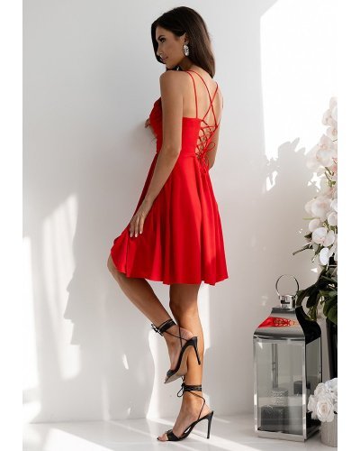 Rochie baby doll scurta rosie cu bust tip corset ValeriaW2 Rochii de Ocazie Elegante, Rochie baby doll scurta rosie cu bust tip corset ValeriaW2 - jojofashion.ro
