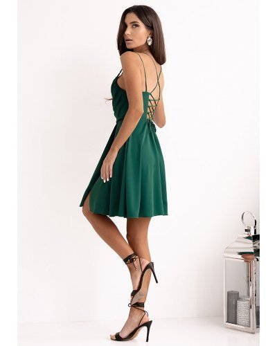 Rochie baby doll scurta verde cu bust tip corset ValeriaW2 Rochii de Ocazie Elegante, Rochie baby doll scurta verde cu bust tip corset ValeriaW2 - jojofashion.ro