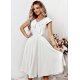 Rochie cununie civila midi, ecru, cu volane pe bust, FalbanaW 2 - jojofashion.ro
