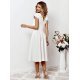 Rochie cununie civila midi, ecru, cu volane pe bust, FalbanaW 3 - jojofashion.ro