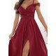 Rochie de ocazie eleganta lunga burgundy cu umeri goi si paiete Valentina2 5 - jojofashion.ro