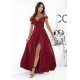 Rochie de ocazie eleganta lunga burgundy cu umeri goi si paiete Valentina2 2 - jojofashion.ro
