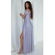 Rochie de ocazie lunga eleganta din glitter bleu cu reflexii roz umerii goi ValentinaLux 3 - jojofashion.ro