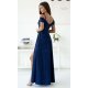 Rochie de ocazie lunga eleganta din glitter bleumarin cu umerii goi ValentinaLux 3 - jojofashion.ro