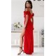 Rochie lunga eleganta rosie cu floare decorativa petrecuta RoseW 3 - jojofashion.ro