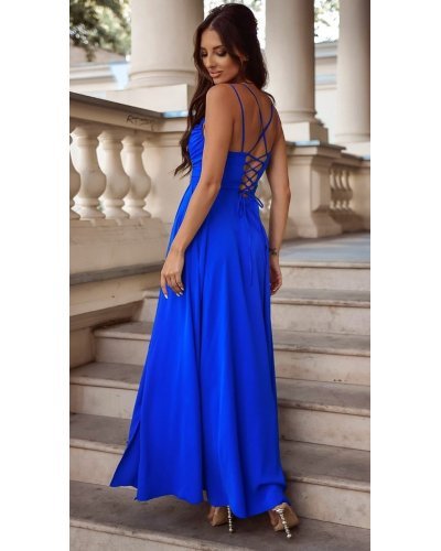 Rochie de ocazie lunga albastra cu bust tip corset ValeriaW Rochii de Ocazie Elegante, Rochie de ocazie lunga albastra cu bust tip corset ValeriaW - jojofashion.ro