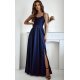Rochie de ocazie lunga bleumarin navy cu bust tip corset ValeriaW 2 - jojofashion.ro