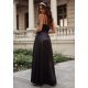 Rochie de ocazie lunga neagra din satin cu corset Karenina 3 - jojofashion.ro