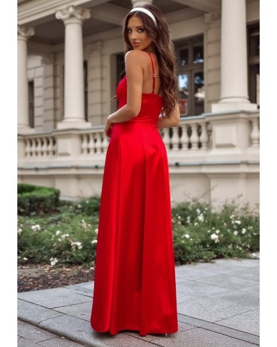 Rochie din satin, rosie, de ocazie lunga, cu corset, Karenina Rochii satin, Rochie din satin, rosie, de ocazie lunga, cu corset, Karenina - jojofashion.ro