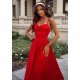 Rochie din satin, rosie, de ocazie lunga, cu corset, Karenina 4 - jojofashion.ro