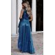 Rochie de ocazie lunga, glitter, turcoaz, asimetrica, ElifW2 3 - jojofashion.ro