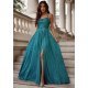 Rochie de ocazie lunga din glitter verde cu bust tip corset ValeriaLux 2 - jojofashion.ro