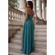 Rochie de ocazie lunga din glitter verde cu bust tip corset ValeriaLux 3 - jojofashion.ro