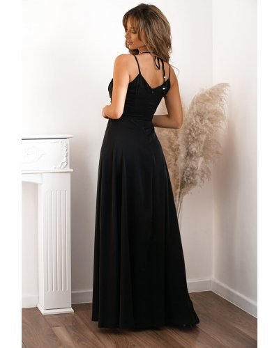 Rochie de ocazie, lunga, neagra, crapata pe picior, ScarletW2 Rochii lungi, Rochie de ocazie, lunga, neagra, crapata pe picior, ScarletW2 - jojofashion.ro