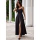 Rochie lunga neagra ocazie cu bust tip corset ValeriaW 2 - jojofashion.ro