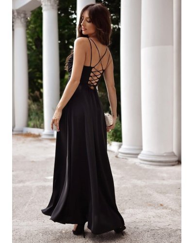 Rochie lunga neagra ocazie cu bust tip corset ValeriaW Rochii lungi, Rochie lunga neagra ocazie cu bust tip corset ValeriaW - jojofashion.ro