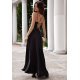 Rochie lunga neagra ocazie cu bust tip corset ValeriaW 3 - jojofashion.ro