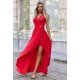 Rochie de ocazie lunga, rosie, asimetrica, ElifW 2 - jojofashion.ro