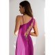 Rochie de ocazie lunga roz magenta cu un umar gol vaporoasa Monako 4 - jojofashion.ro