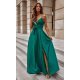 Rochie de ocazie lunga, verde, crapata pe picior, ScarletW2 2 - jojofashion.ro