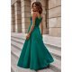 Rochie de ocazie lunga, verde, crapata pe picior, ScarletW2 3 - jojofashion.ro