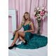 Rochie de seara lunga, bumbac cu glitter verde, cu reflexii turcoaz, TifaniW 4 - jojofashion.ro