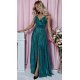 Rochie de seara lunga, bumbac cu glitter verde, cu reflexii turcoaz, TifaniW 2 - jojofashion.ro