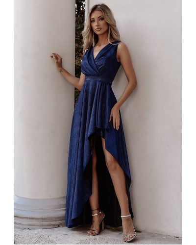 Rochie de seara lunga, glitter, bleumarin, asimetrica, ElifW2 Rochii lungi, Rochie de seara lunga, glitter, bleumarin, asimetrica, ElifW2 - jojofashion.ro