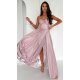 Rochie de seara lunga, glitter, roz pastel, cu corset, KareninaLux 2 - jojofashion.ro