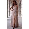 Rochie de seara lunga, glitter, sampanie aurie, cu bust tip corset, ValeriaLux